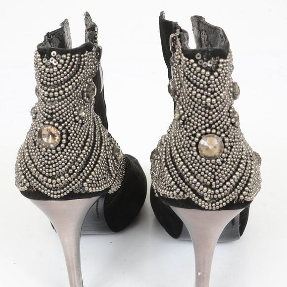 SAM EDELMAN Quantam Bling Lace Up Ankle Bootie Suede Stiletto Heel Women Size 9 - Picture 8 of 11